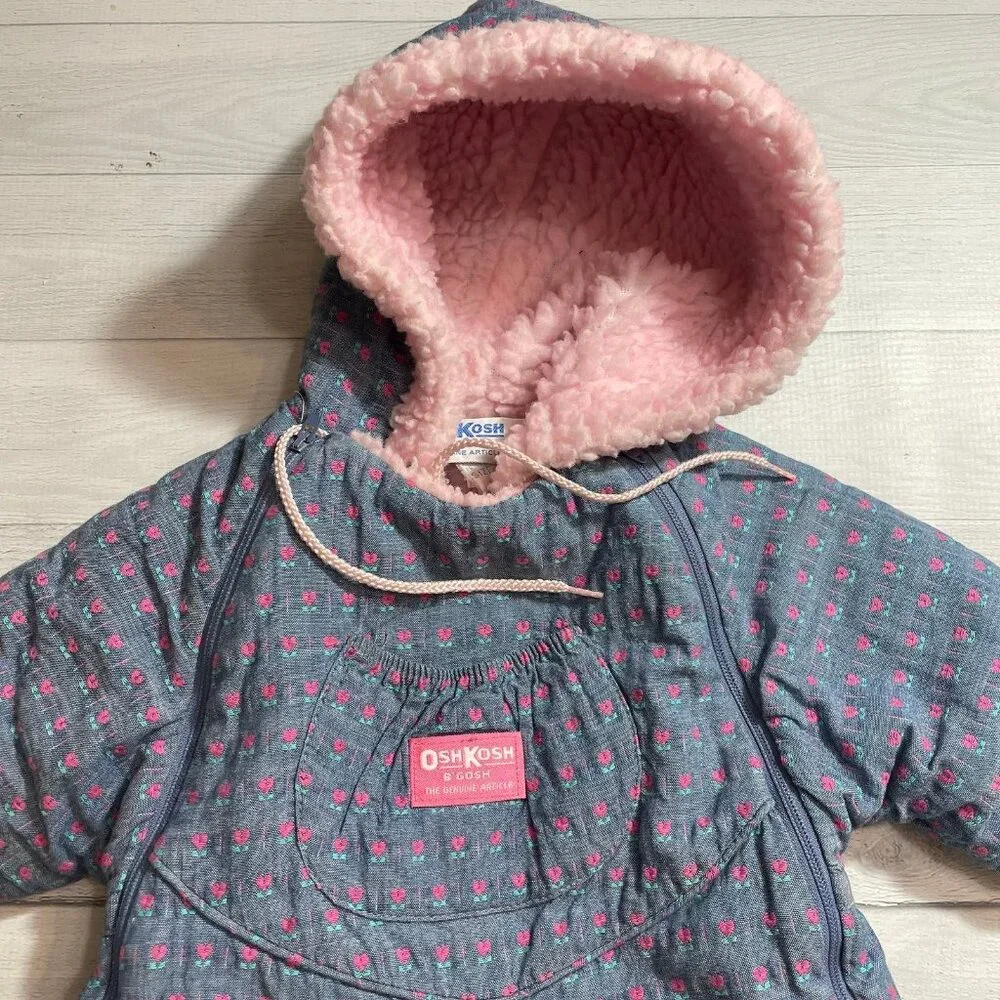 Vintage OshKosh B’Gosh tulip hearts baby bunting snowsuit‎ 12 months